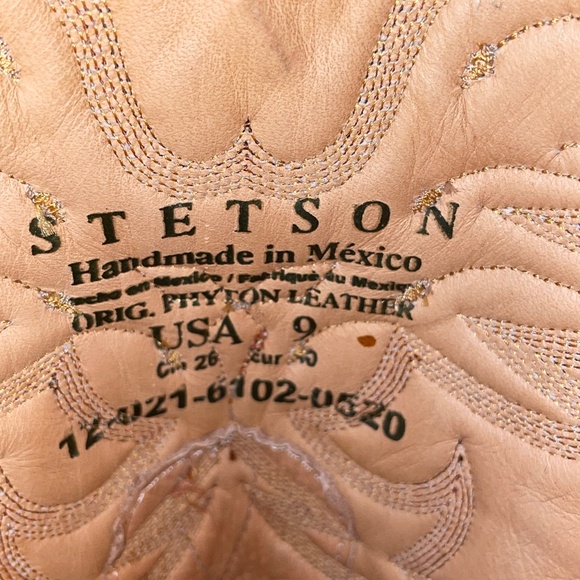 NIB NWOT Stetson Handmade Western Boots (Python with Wing & Cross Overlay) - Picture 7 of 15